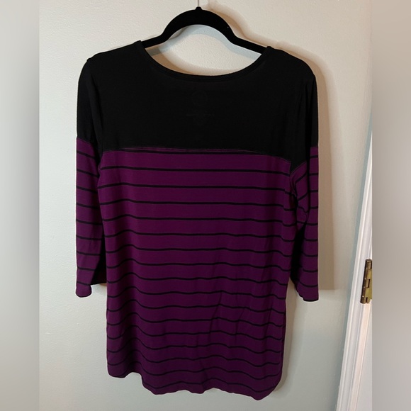 Maurices Black and Purple Striped 3/4 Sleeve Top - Picture 4 of 4